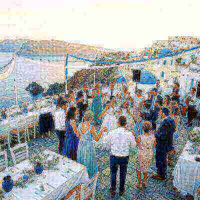 Διαφορετικοί γαμήλιοι καλεσμένοι γιορτάζουν μαζί στη δεξίωση με χαρά και γέλια