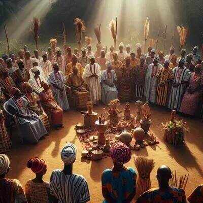 Angolan bride and groom in traditional wedding attire