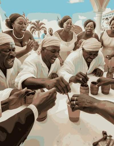Traditional Bahamas wedding attire displaying intricate designs and cultural significance