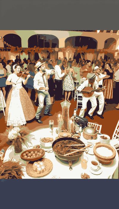 Traje tradicional de casamento brasileiro exibindo designs intrincados e significado cultural