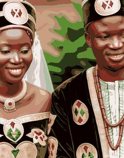 Traditional Cameroon wedding attire displaying intricate designs and cultural significance