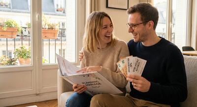 Couple célébrant les économies de mariage