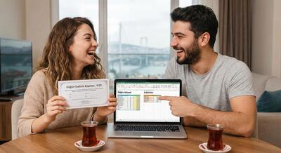 Düğün indirimlerini kutlayan çift