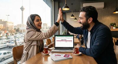 زوج در حال جشن گرفتن تخفیف عروسی