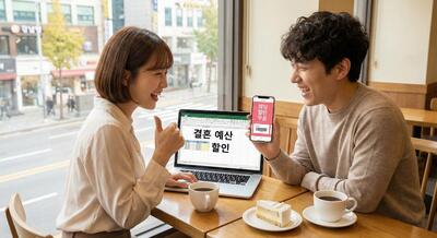 결혼 할인을 축하하는 커플