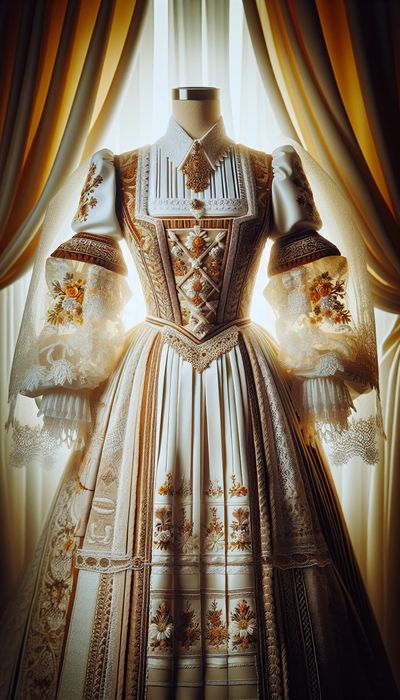 Traditional Georgia wedding attire displaying intricate designs and cultural significance