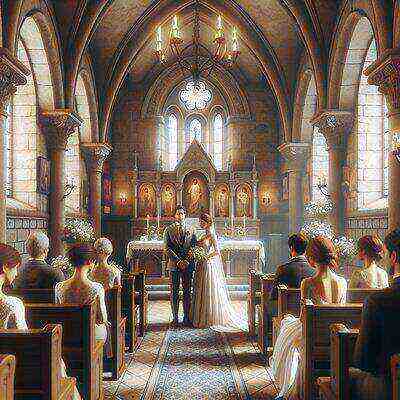 Manx bride and groom in traditional wedding attire