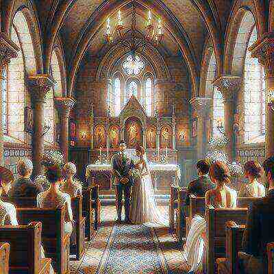 Jersey bride and groom in traditional wedding attire