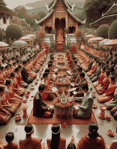 Laos wedding ceremony featuring sacred rituals and cultural traditions