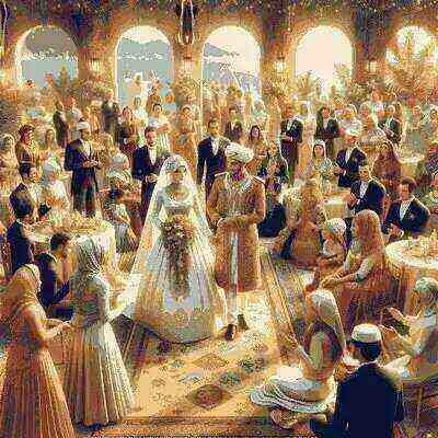 Monégasque bride and groom in traditional wedding attire