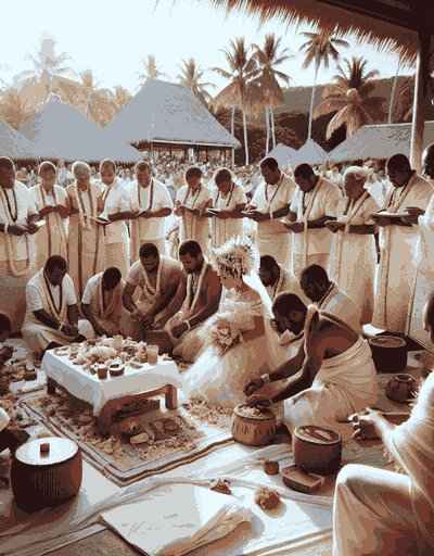 Traditional New Caledonia wedding attire displaying intricate designs and cultural significance