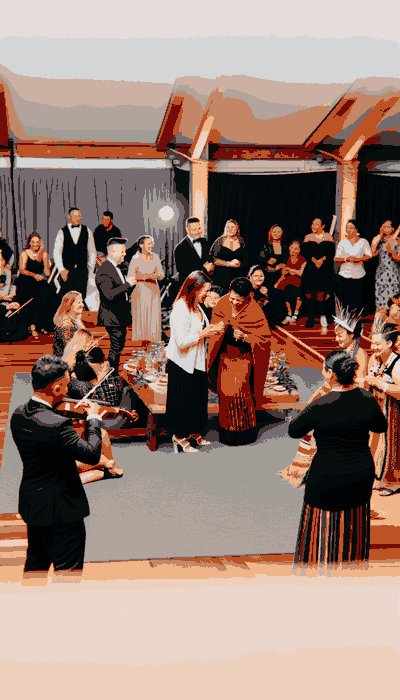 Traditional New Zealand wedding attire displaying intricate designs and cultural significance