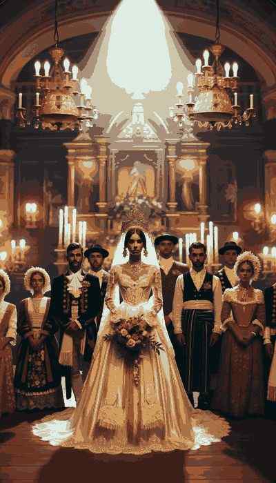 Traditional Portugal wedding attire displaying intricate designs and cultural significance