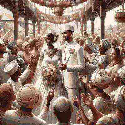 Saint Barths bride and groom in traditional wedding attire