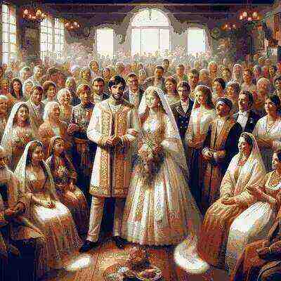 Saint-Pierrais bride and groom in traditional wedding attire