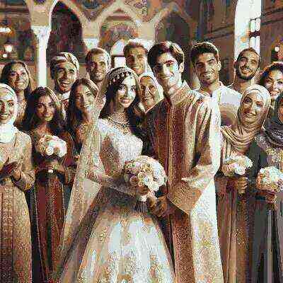 Sammarinese bride and groom in traditional wedding attire