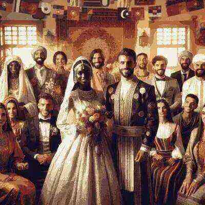 São Toméan bride and groom in traditional wedding attire