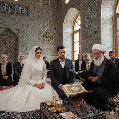 حفل عقد القران الشيعي مع تلاوة القرآن والدعاء للعروسين