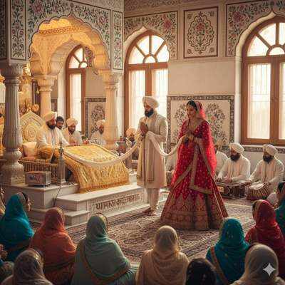 ਸਿੱਖ ਵਿਆਹ ਦੀ ਲਾਵਾਂ ਦੀ ਰਸਮ ਗੁਰੂ ਗ੍ਰੰਥ ਸਾਹਿਬ ਦੁਆਲੇ ਫੇਰੇ