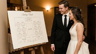 Elegant wedding venue floor plan and seating chart with organized layout