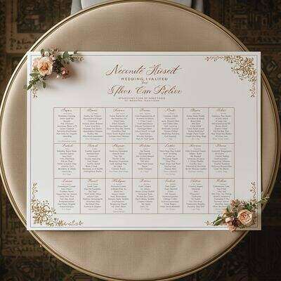 Κομψό σχέδιο κάτοψης και διάγραμμα θέσεων γαμήλιου χώρου