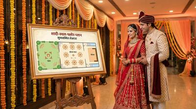 सुव्यवस्थित लेआउट के साथ शादी के स्थल का फ्लोर प्लान