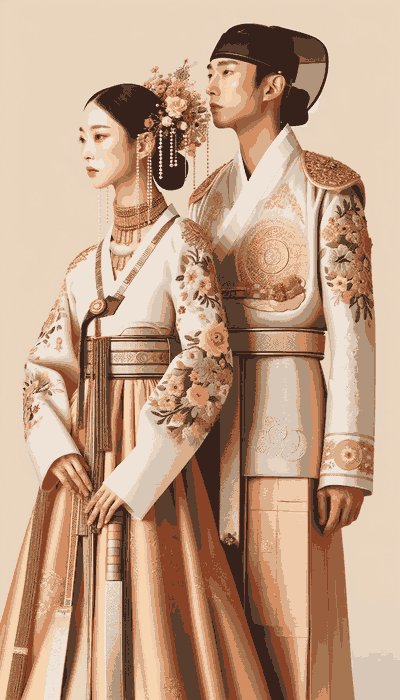 Traditional South Korea wedding attire displaying intricate designs and cultural significance